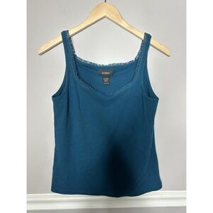Express Cami Top Woman's‎ Sz Large Blue Lace Ruffled Edge Casual BI Bra Y2K VTG